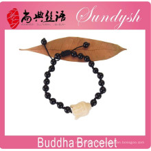 Pulsera de Buda de alta calidad Natural Ágata negra de grano ajustable joyería de Buda